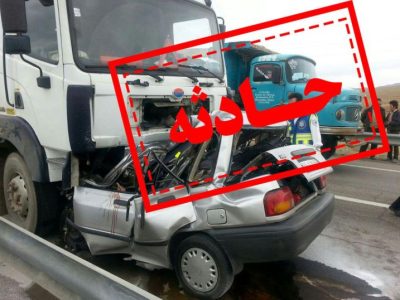 ۶ مصدوم حاصل تصادف شدید پراید و تریلی در مسجدسلیمان